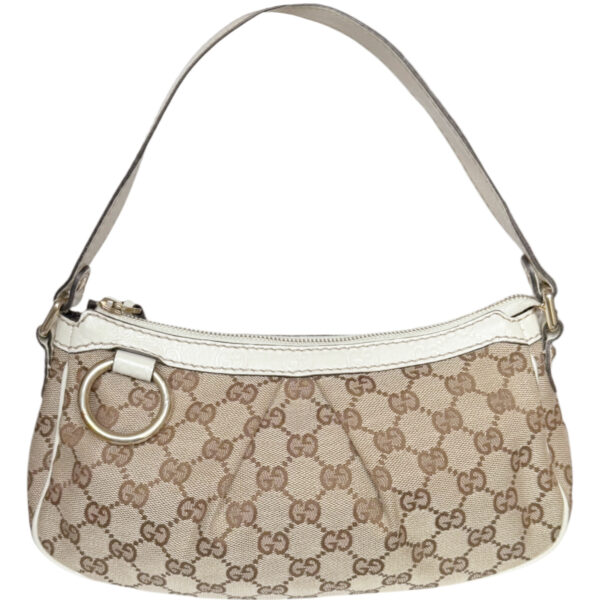 Vintage Gucci Monogram Shoulder Bag in Beige / Cream / Gold | NITRYL