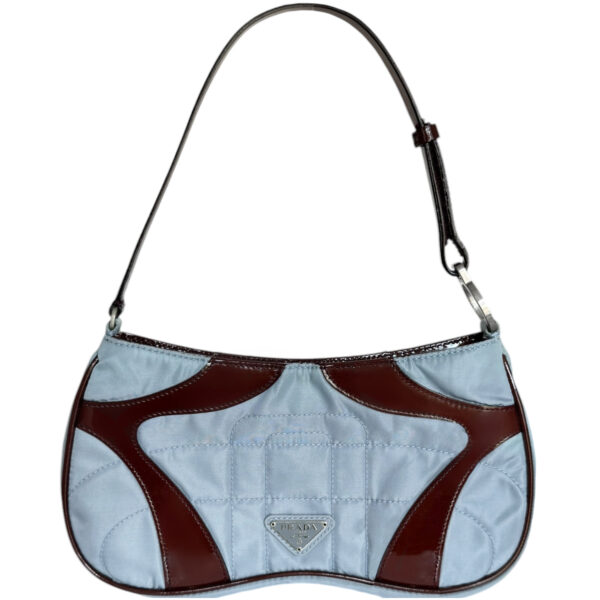 Vintage Prada Nylon Shoulder Bag in Baby Blue / Maroon Red | NITRYL