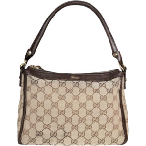 Vintage Gucci Monogram Shoulder Bag in Beige / Brown / Gold | NITRYL