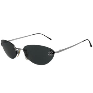 Vintage Chanel Rimless Logo Sunglasses in Black / Silver | NITRYL