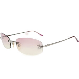 Vintage Chanel Logo Rimless Ombre Oval Sunglasses in Baby Pink / Silver NITRYL