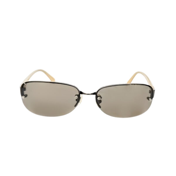 Miu Miu Logo Flower Rimless Sunglasses in Brown / Gold - Image 2