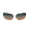 Chanel Logo Rimless Ombre Sunglasses in Orange / Navy-Aqua / Gold - Image 2