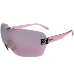 Vintage Chanel Logo Ski Oversized Wraparound Sunglasses in Pink | NITRYL