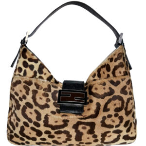 Vintage Fendi Leopard Print Calfskin Shoulder Baguette Bag | NITRYL