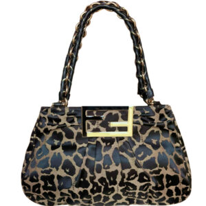 Vintage Fendi Leopard Print Chain Shoulder Bag in Brown / Black / Gold | NITRYL