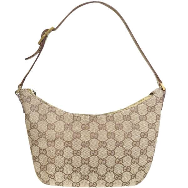 Vintage Gucci Monogram Crescent Shoulder Bag in Beige / Olive Green | NITRYL