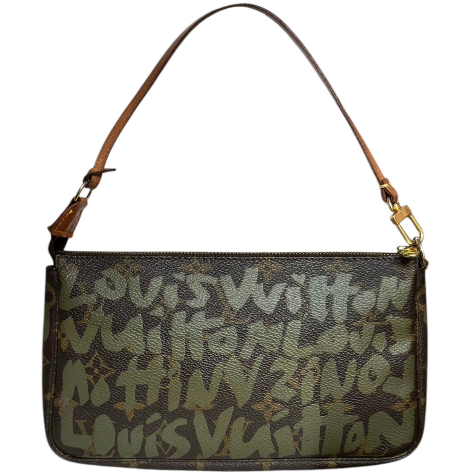 Vintage Louis Vuitton Monogram Graffiti Pochette Shoulder Bag in Brown / Green | NITRYL