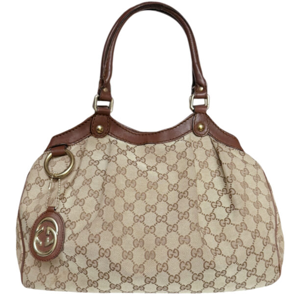 Vintage Gucci Monogram Sukey Hobo Shoulder Bag in Beige / Brown / Gold | NITRYL