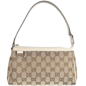 Vintage Gucci Monogram Mini Shoulder Bag in Beige / Cream / Gold | NITRYL