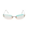 Chanel Logo Rimless Iridescent Oval Sunglasses in Blue / Orange / Silver - Image 2
