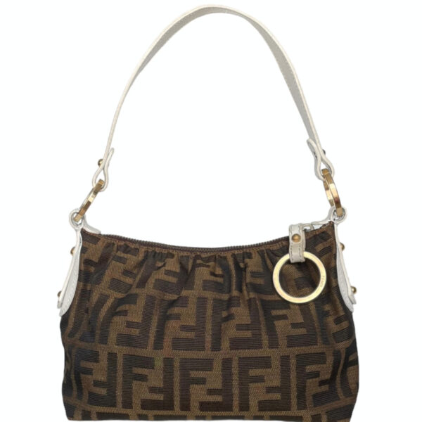 Vintage Fendi Zucca Monogram Mini Shoulder Bag in Brown / White / Gold | NITRYL