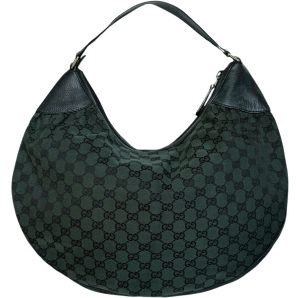 Vintage Gucci Monogram Large Croissant Hobo Shoulder Bag in Dark Green / Navy | NITRYL