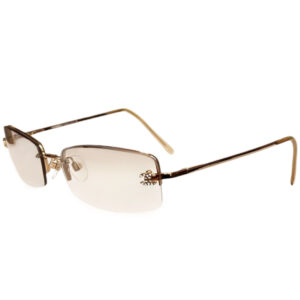 Vintage Chanel Diamante Logo Rimless Sunglasses in Gold | NITRYL