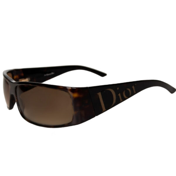 Vintage Dior Spellout Logo Sunglasses In Tortoiseshell Brown | NITRYL