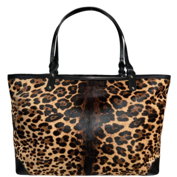 Vintage Gucci Leopard Print Calfskin Tote Shoulder Bag in Brown / Black / Gold | NITRYL