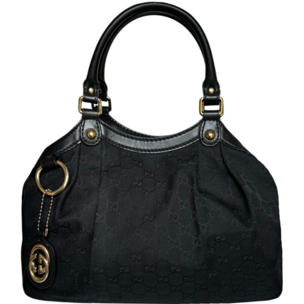 Vintage Gucci Monogram Sukey Hobo Shoulder Bag in Black / Gold | NITRYL