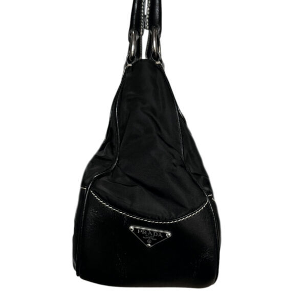 Prada Nylon Buckle Large Half Moon Hobo Shoulder Bag in Black / Silver - Image 2