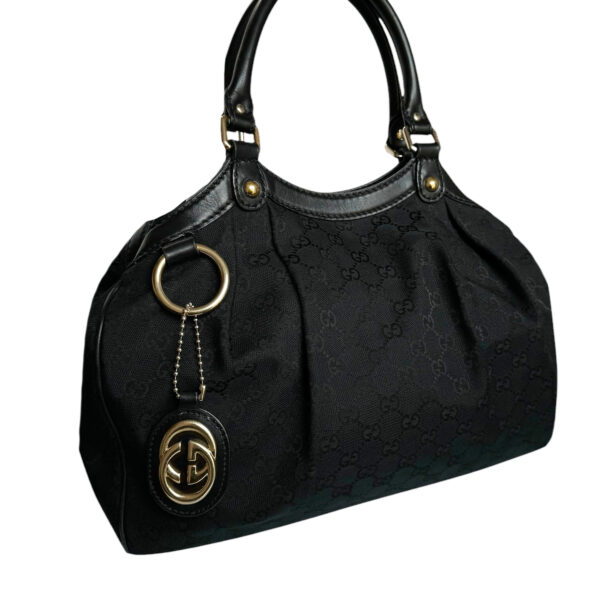 Gucci Monogram Sukey Hobo Shoulder Bag in Black / Gold - Image 2