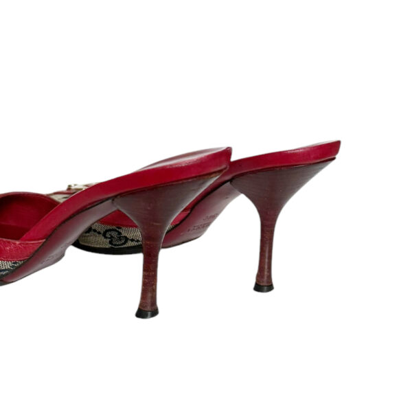 Gucci Monogram Mule Heels in Navy / Red / Gold UK 3 - Image 4