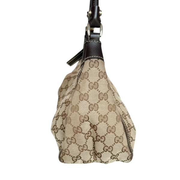 Gucci Monogram D Ring Hobo Shoulder Bag in Beige / Brown / Gold - Image 3