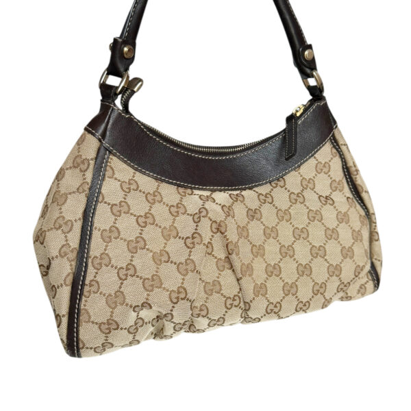 Gucci Monogram D Ring Hobo Shoulder Bag in Beige / Brown / Gold - Image 4