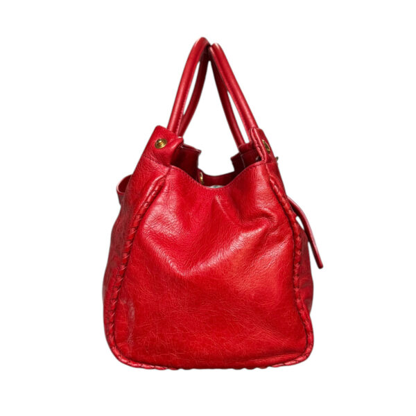 Prada Leather Bow 2-Way Shoulder Bag in Red / Gold - Image 3