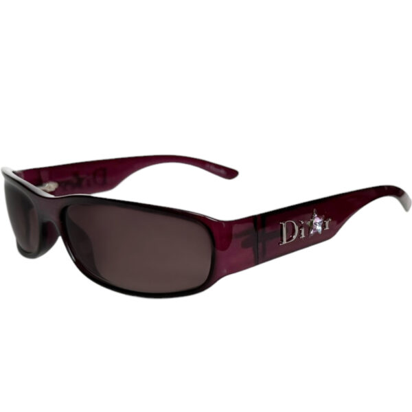 Vintage Dior Crystal Star Logo Sunglasses in Maroon Red / Silver | NITRYL