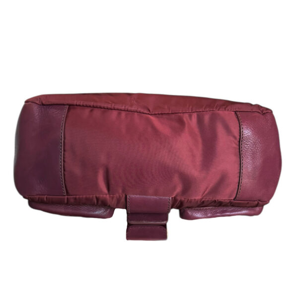 Prada Leather Nylon Buckle Shoulder Bag in Maroon Red - Dark Pink / Silver - Image 5