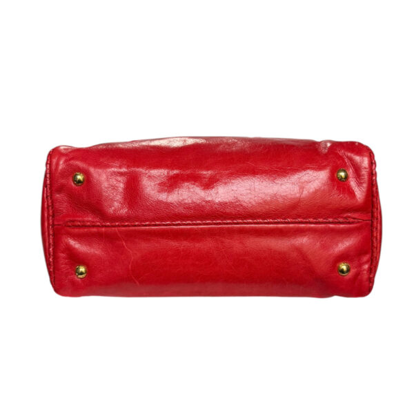 Prada Leather Bow 2-Way Shoulder Bag in Red / Gold - Image 5