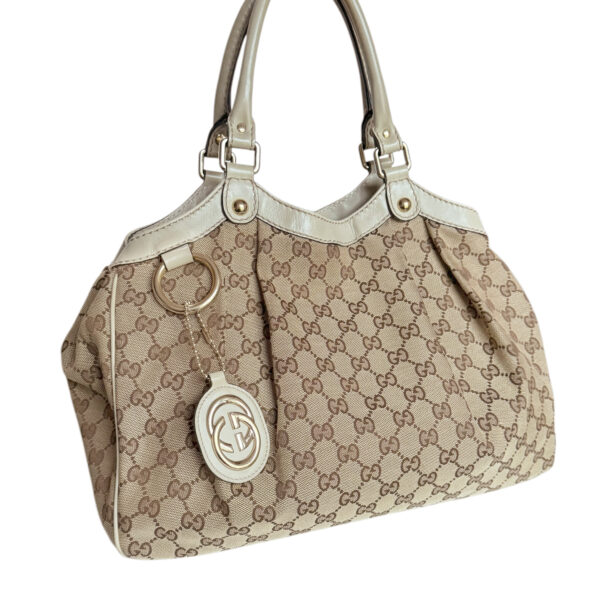 Gucci Monogram Sukey Hobo Shoulder Bag in Beige / Gold - Image 2