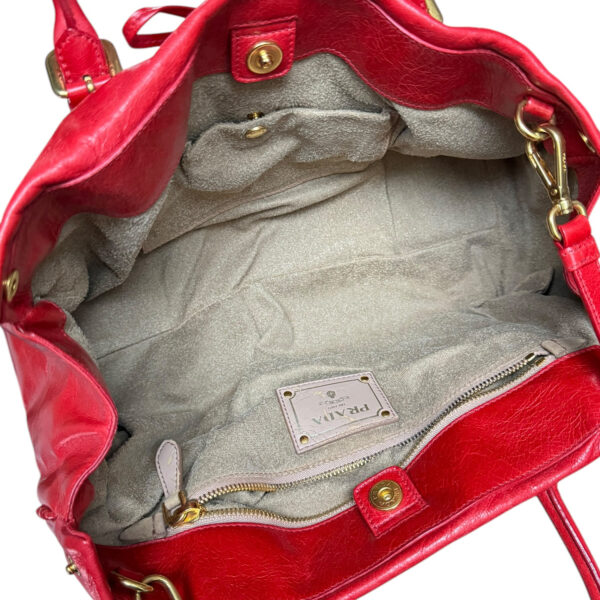 Prada Leather Bow 2-Way Shoulder Bag in Red / Gold - Image 6