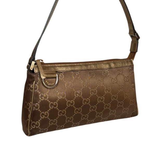 Gucci Monogram Satin Metallic Mini Shoulder Bag in Brown / Gold - Image 2