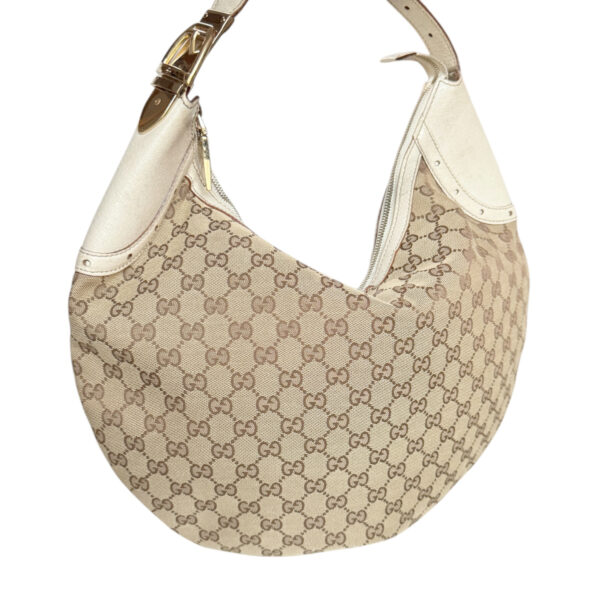 Gucci Monogram Large Croissant Hobo Shoulder Bag in Beige / Cream / Gold - Image 2