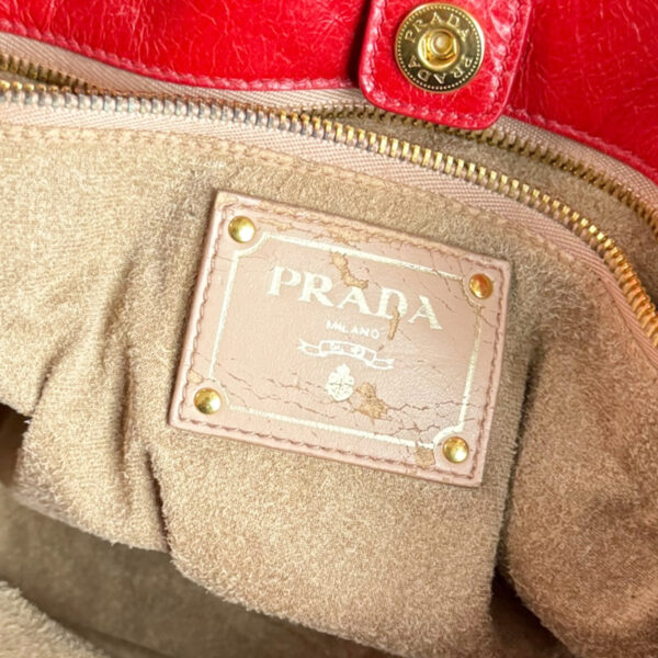 Prada Leather Bow 2-Way Shoulder Bag in Red / Gold - Image 7