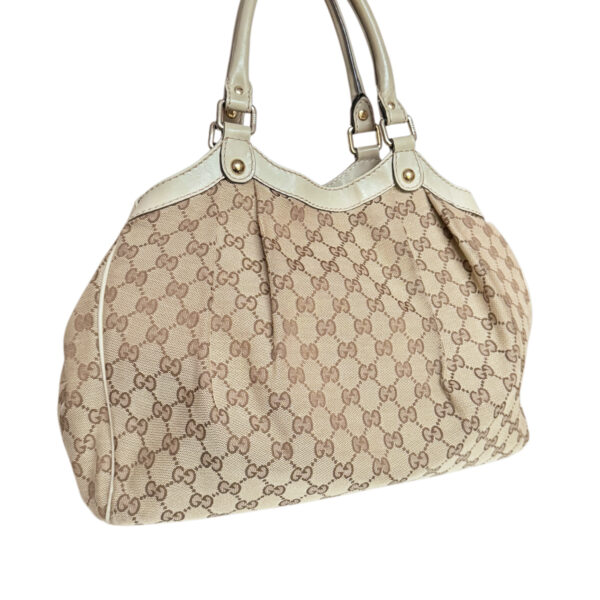 Gucci Monogram Sukey Hobo Shoulder Bag in Beige / Gold - Image 4