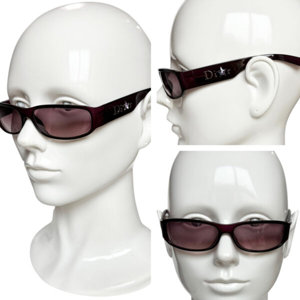 Dior Crystal Star Logo Sunglasses in Maroon Red / Silver - Image 4