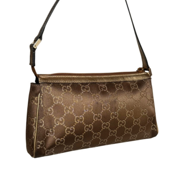 Gucci Monogram Satin Metallic Mini Shoulder Bag in Brown / Gold - Image 4