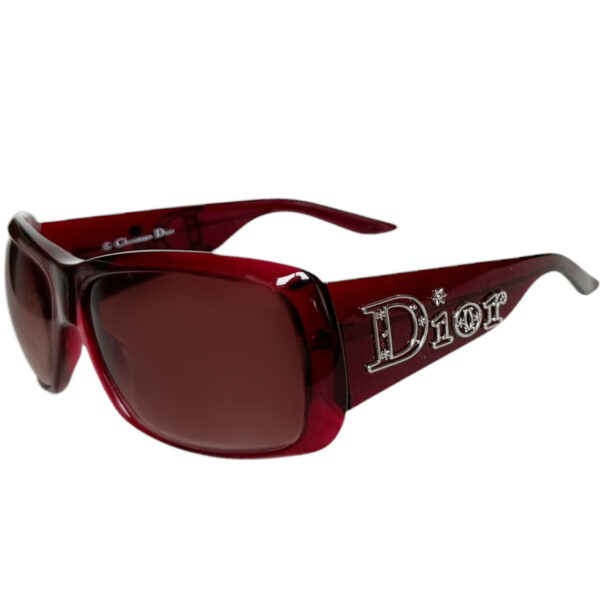 Vintage Dior Logo Oversized Sunglasses in Red / Silver | NITRYL