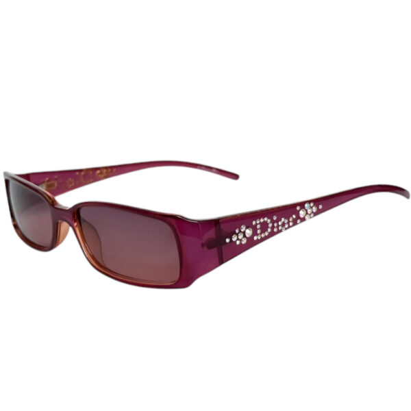 Vintage Dior Crystal Logo Sunglasses in Dark Pink - Maroon | NITRYL