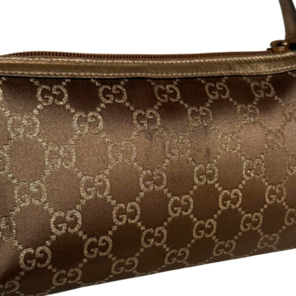 Gucci Monogram Satin Metallic Mini Shoulder Bag in Brown / Gold - Image 5