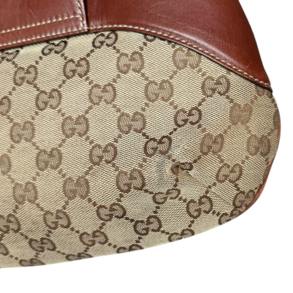 Gucci Monogram Horsebit Shoulder Bag in Beige / Tan Brown / Gold - Image 6