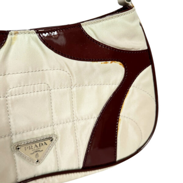 Prada Nylon Shoulder Bag in Cream / Maroon - Image 3