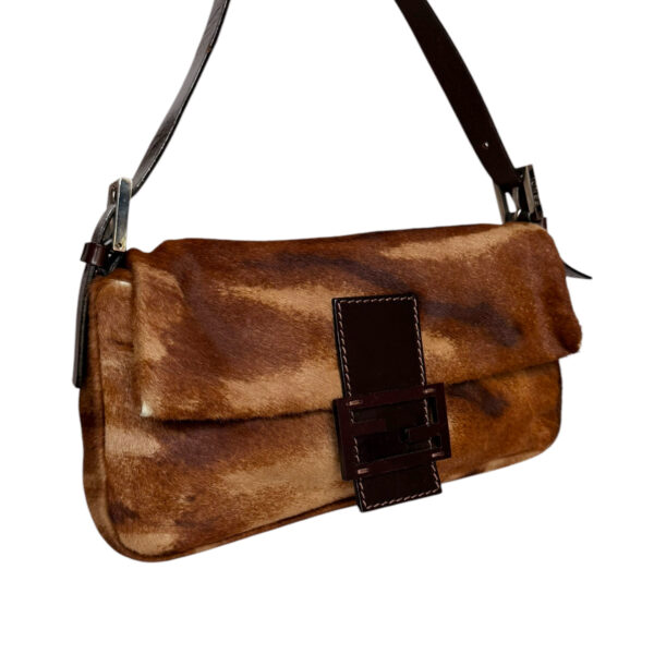 Fendi Mottled Calfskin Shoulder Baguette Bag in Brown / Tan - Image 2