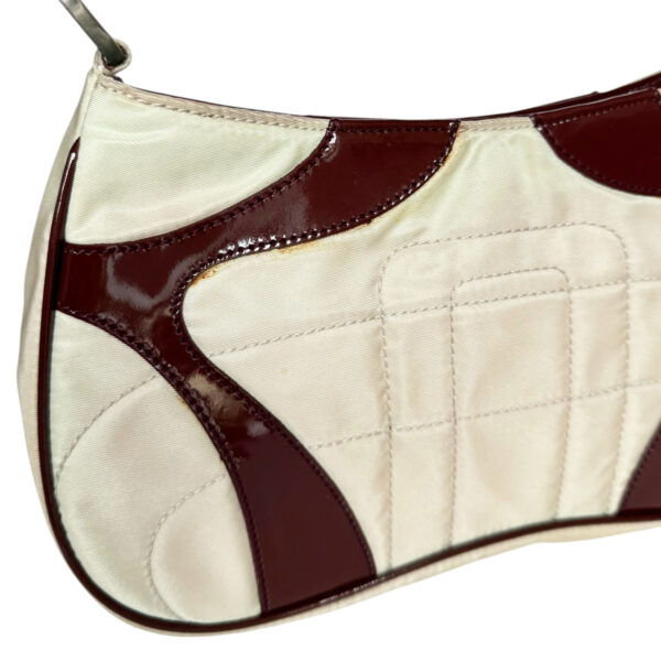 Prada Nylon Shoulder Bag in Cream / Maroon - Image 5