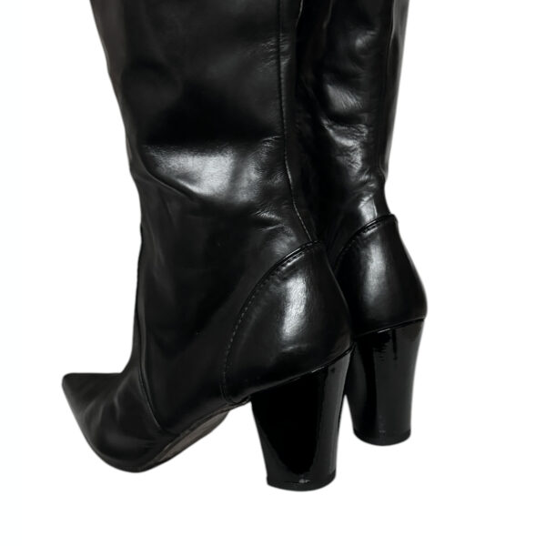 Dior Logo Saddle Leather Boots in Black / Gold UK 4 - Image 3