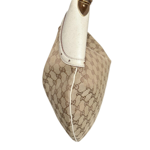 Gucci Monogram Large Croissant Hobo Shoulder Bag in Beige / Cream / Gold - Image 3