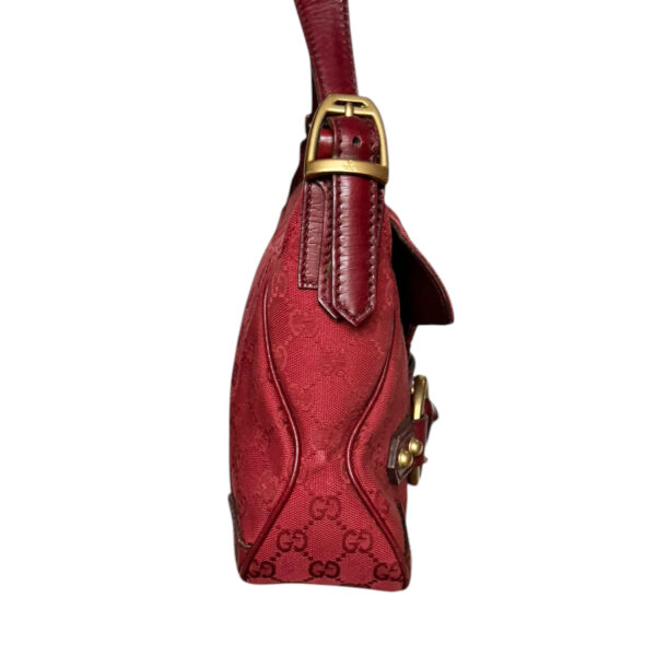 Gucci Monogram Horsebit Shoulder Bag in Red / Gold - Image 3