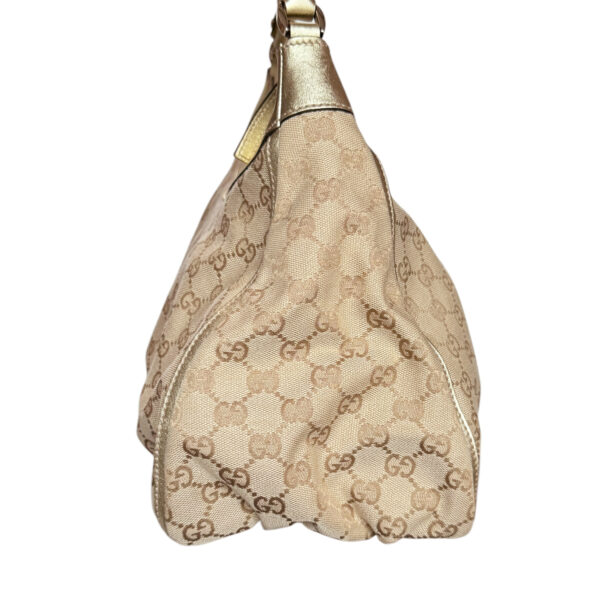 Gucci Monogram D Ring Hobo Shoulder Bag Beige / Metallic Gold - Image 3