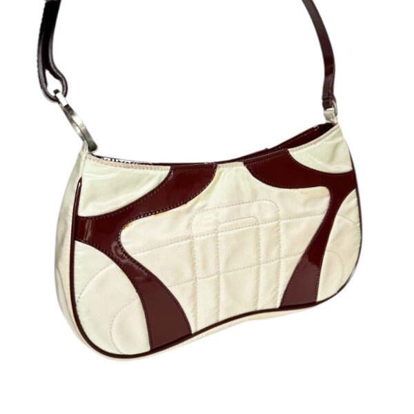 Prada Nylon Shoulder Bag in Cream / Maroon - Image 6